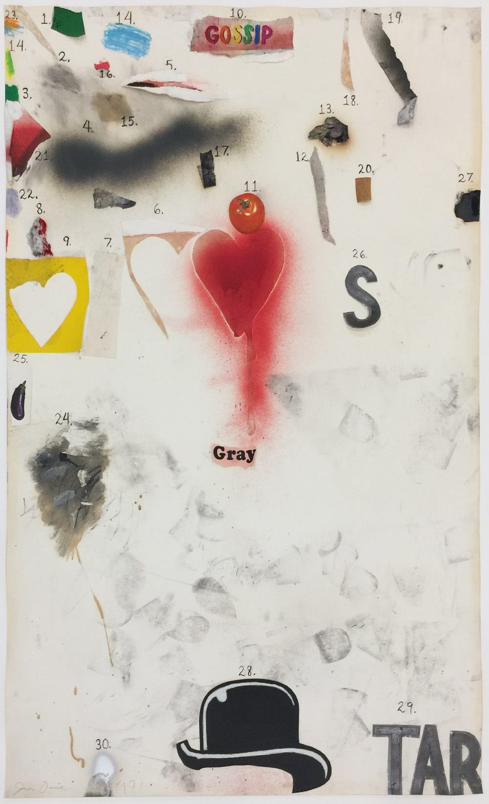 1970s Jim Dine Collage with Red Heart