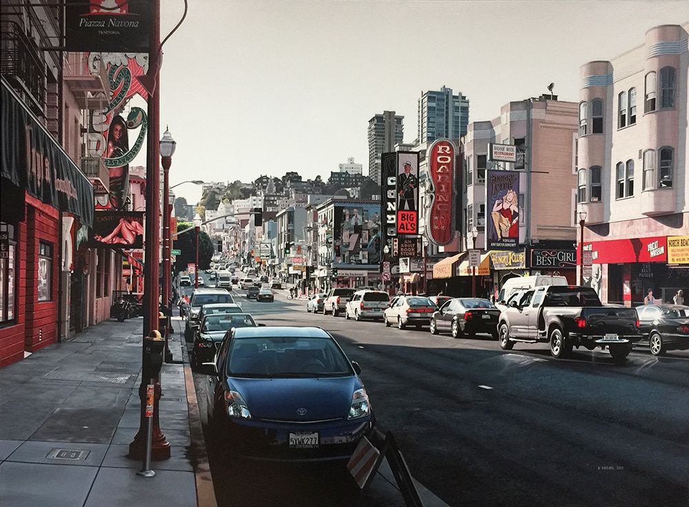 Bertrand Meniel Oil Painting of San Francisco Broadway Street