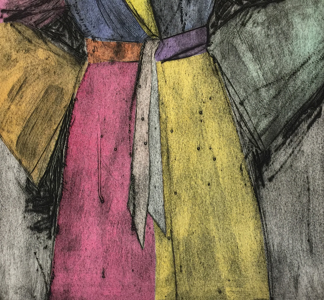 Pastel Jim Dine Robe Print Closeup