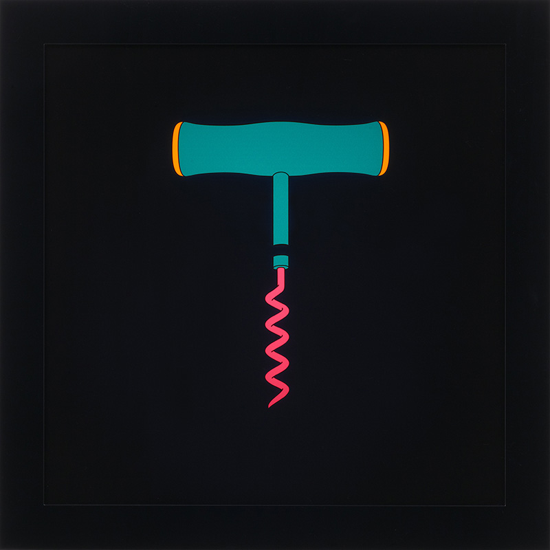 Image of Teal Corkscrew on LED Lightbox by Michael Craig-Martin