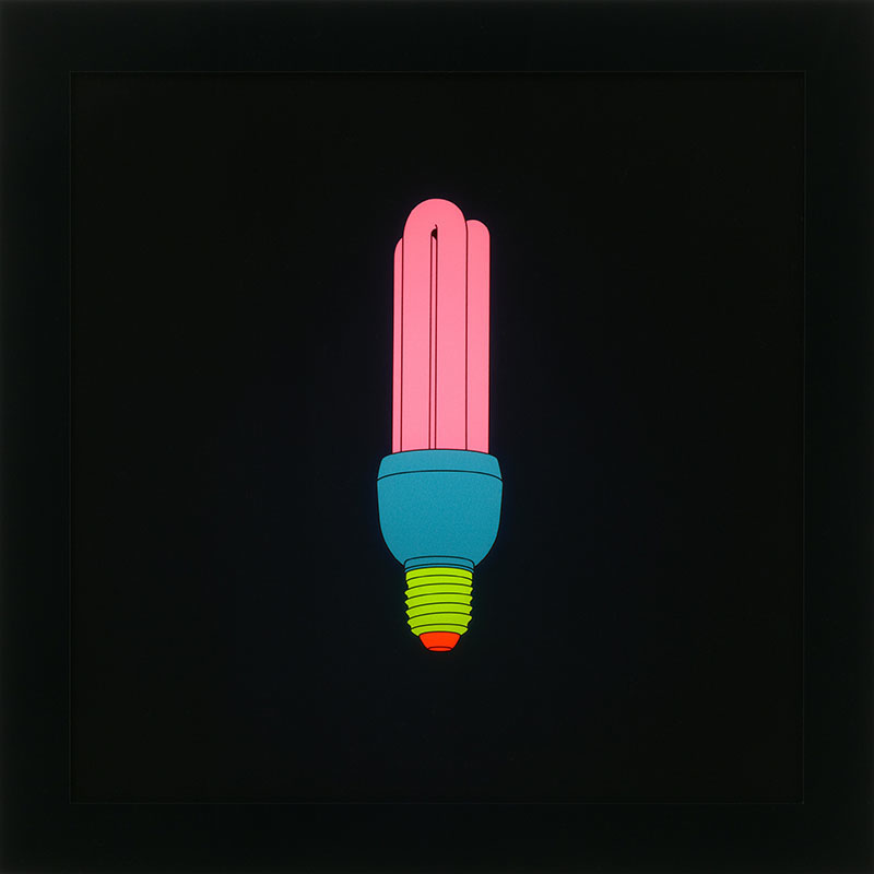 Image of Pink and Turquoise Lightbulb on LED Lightbox by Michael Craig-Martin