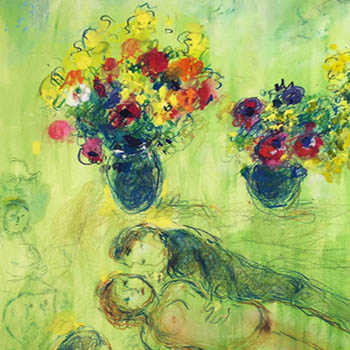 Close up thumbnail of Chagall pastoral scene