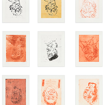 thumbnail image of Georg Baselitz suite depicting upside down portraits