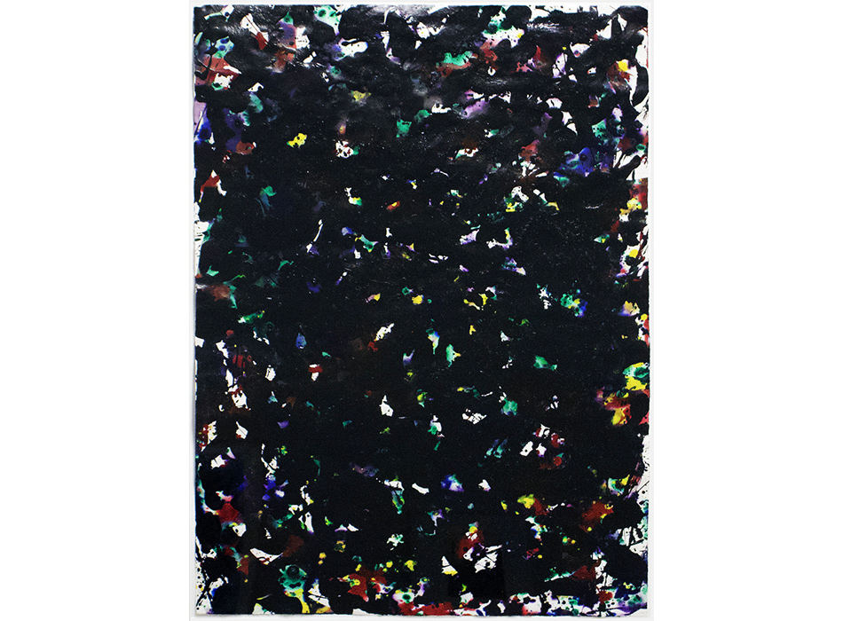 Slideshow Image of Sam Francis's Heavily Painted 1978 Painting on Paper with Black