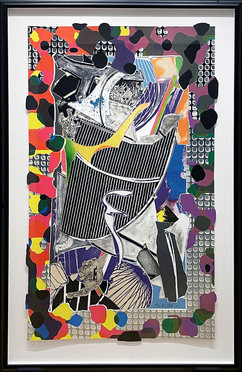 Frank Stella multicolor abstract print entitled "The Battering Ram" framed